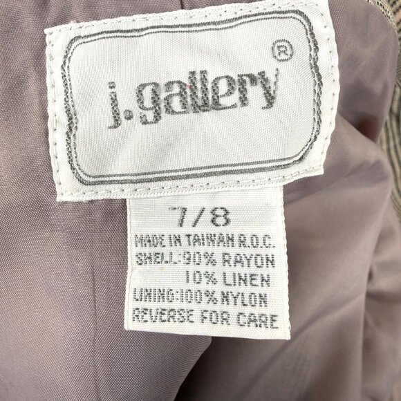 Vintage J Gallery Womens 2 Piece Suit Rayon Linen Size 7/8 One Button Jacket - Picture 6 of 11